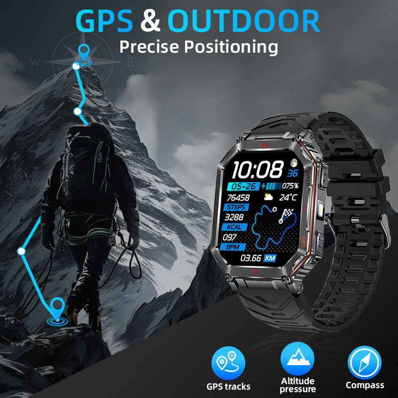 LIGE Jam Tangan Pintar GPS 450 - Altimeter Compass Watch ulasan dan harga