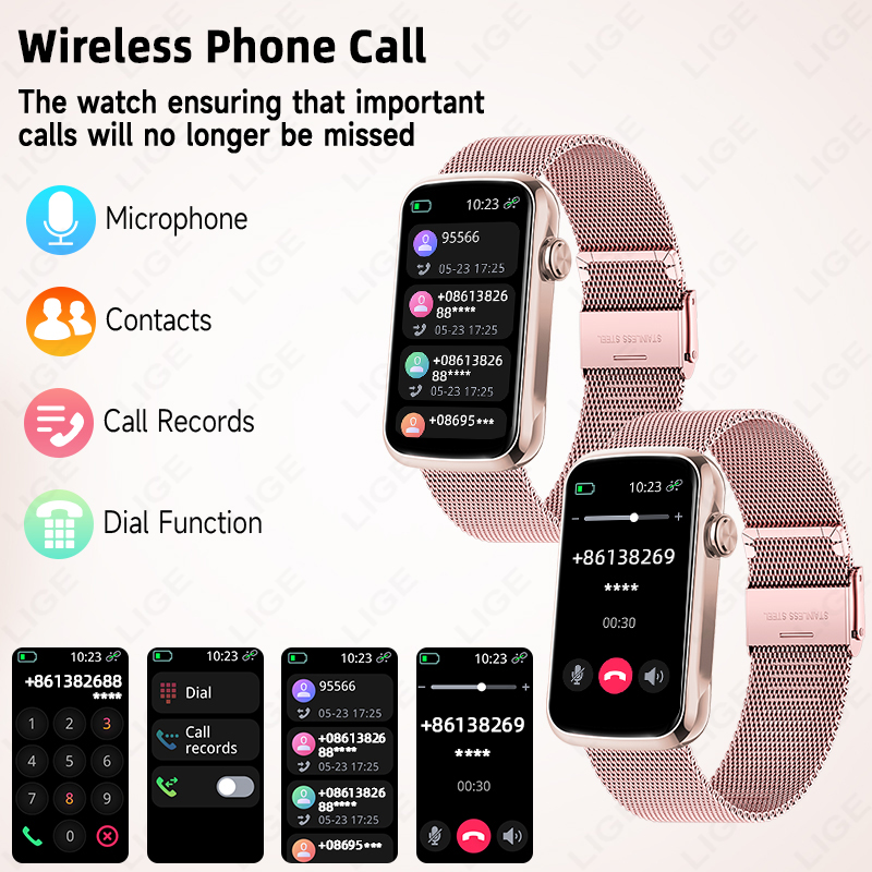 LIGE Jam Tangan Pintar 1.47''  - Smartwatch Watches For Girls ulasan dan harga
